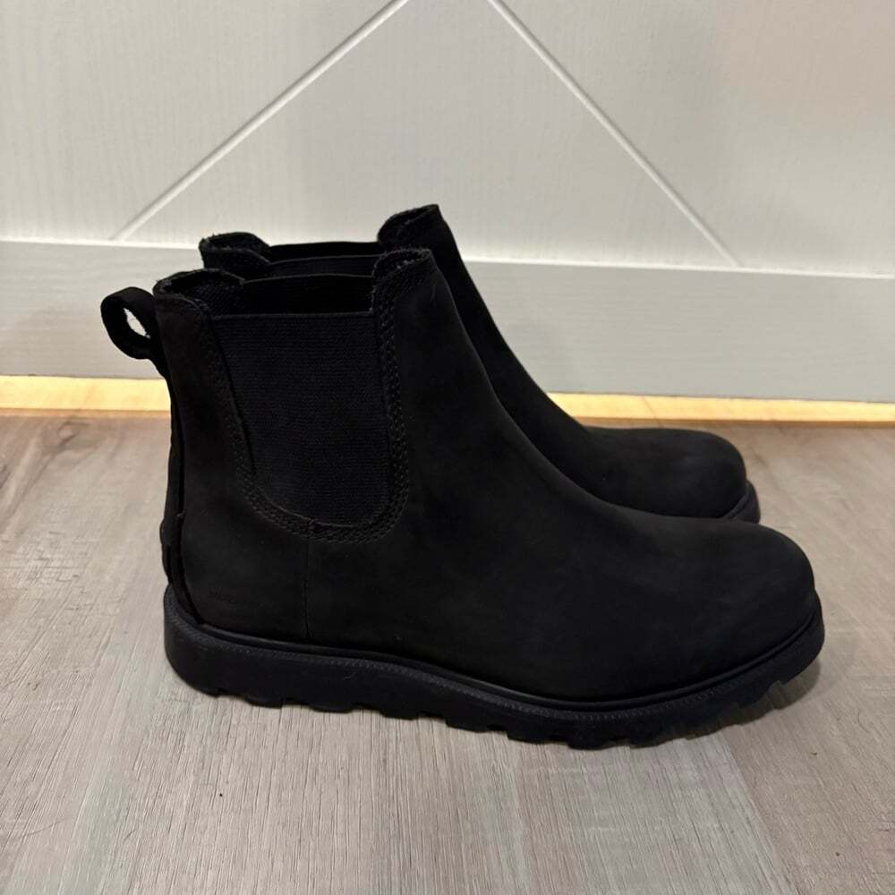 SOREL Ainsley Chelsea Black Waterproof Leather Ankle Winter Boot Size 6 Women's - Picture 4 of 8